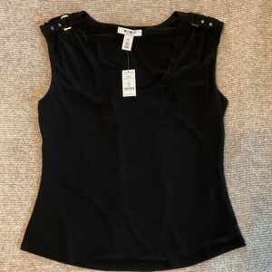 NWT White House Black Market Black Tank Top with Buckle Detail
